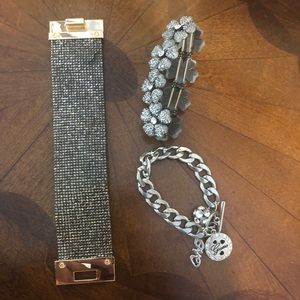 Bracelet lot costume jewelry sparkle flower Guess